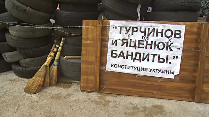 Barikády před radnicí v Doněcku