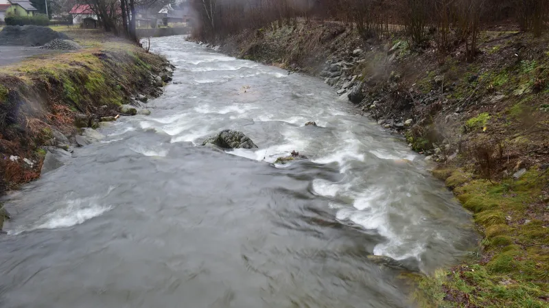 Řeka Desná v Loučné nad Desnou v Jeseníkách