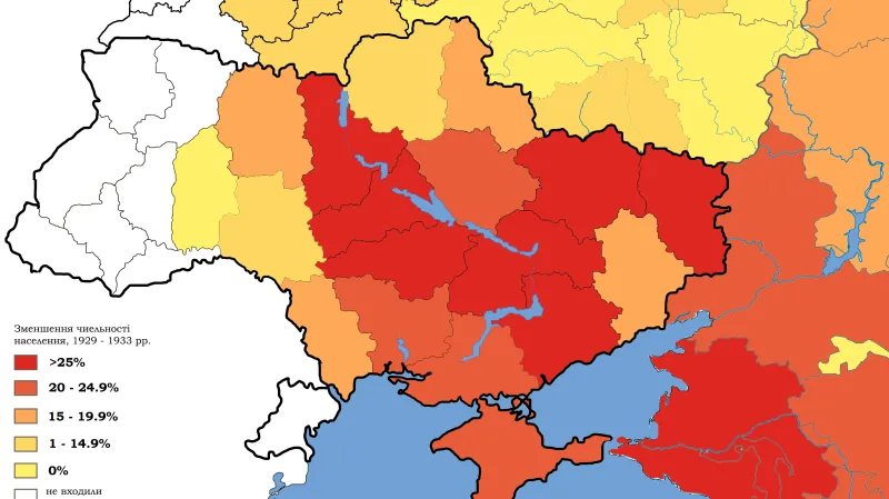 Pokles počtu obyvatel v důsledku hladomoru 1929 až 1933