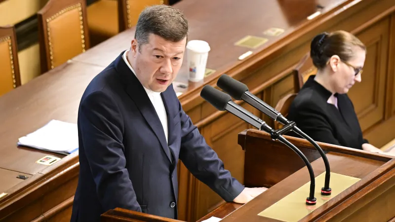 Lídr SPD Tomio Okamura ve sněmovně, 5. 6. 2025