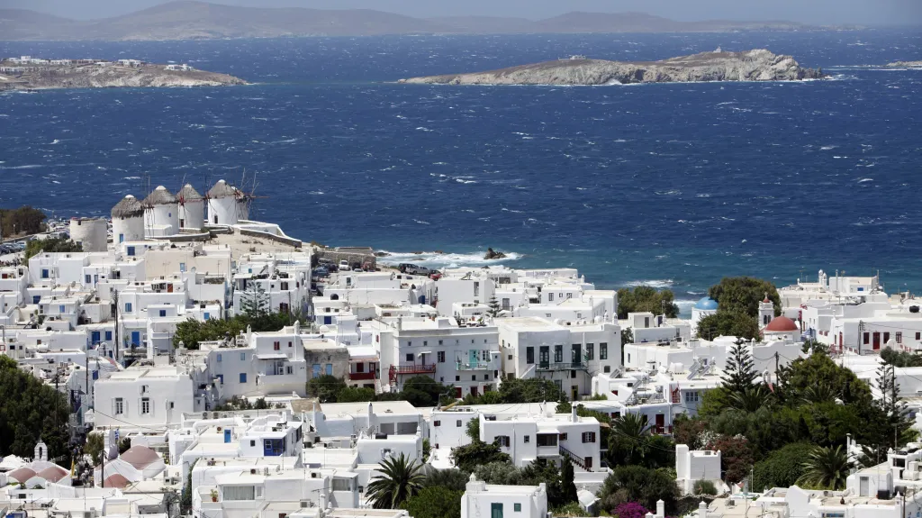 Modrobílý řecký Mykonos