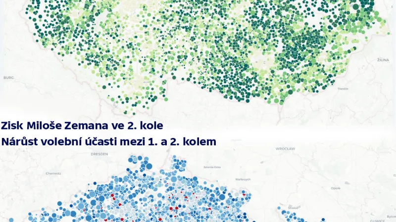 Vztah volební účasti a podpory Miloše Zemana
