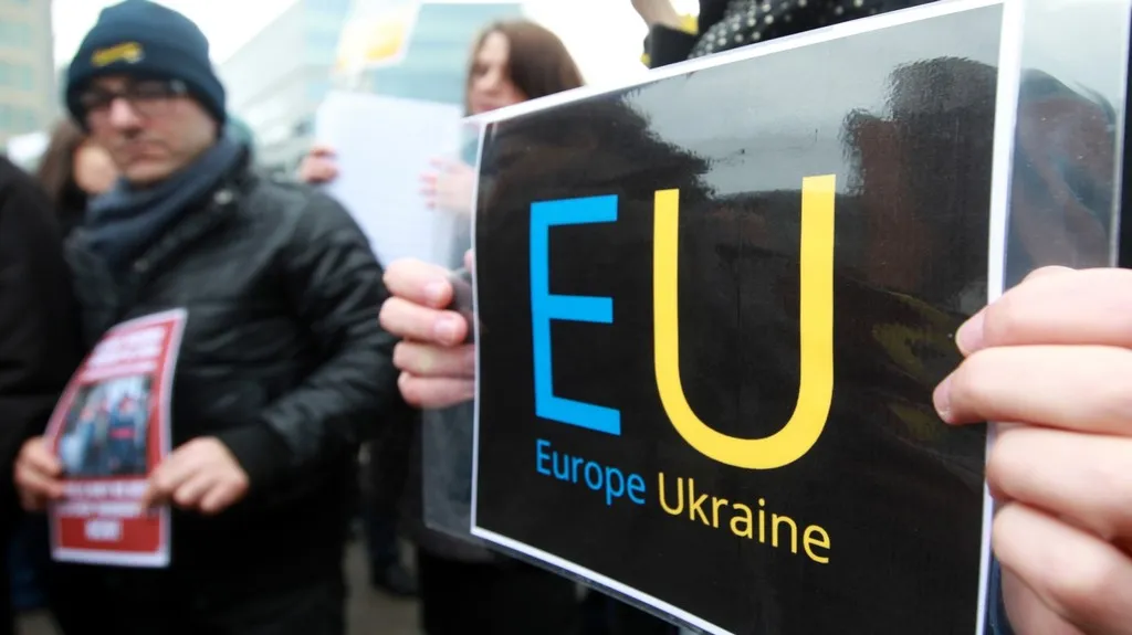 Protest Ukrajinců v Bruselu
