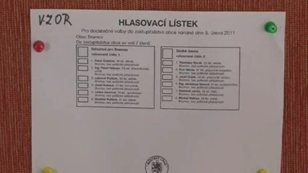 Hlasovací lístek v Brumově