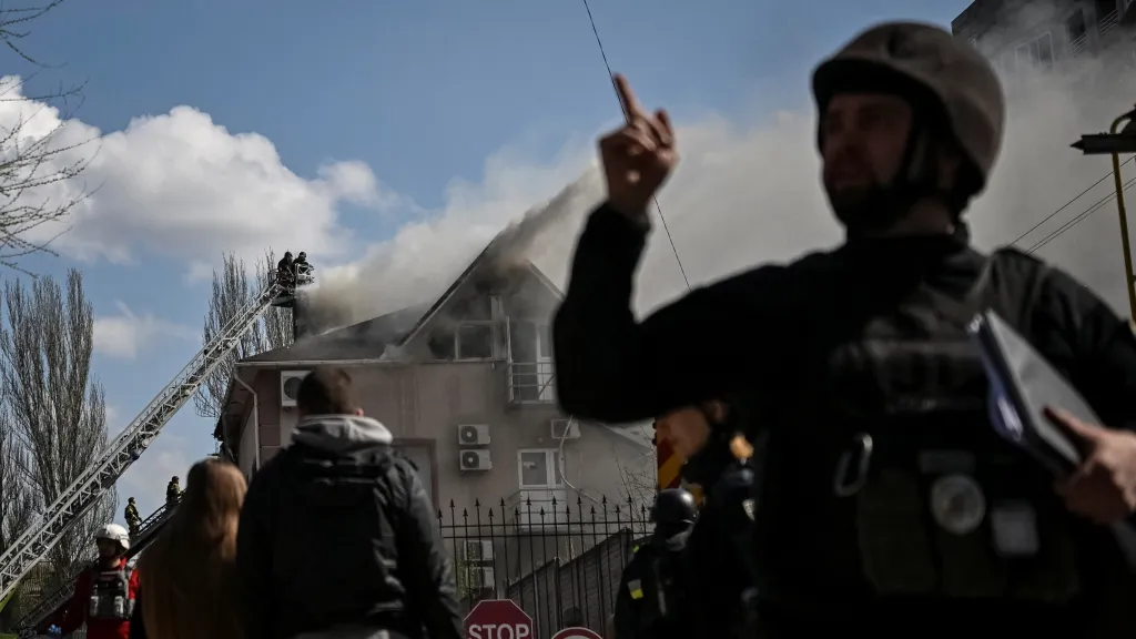 Následky ruského dronového úderu v Záporoží