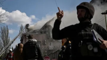 Následky ruského dronového úderu v Záporoží