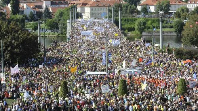 Protestující odboráři