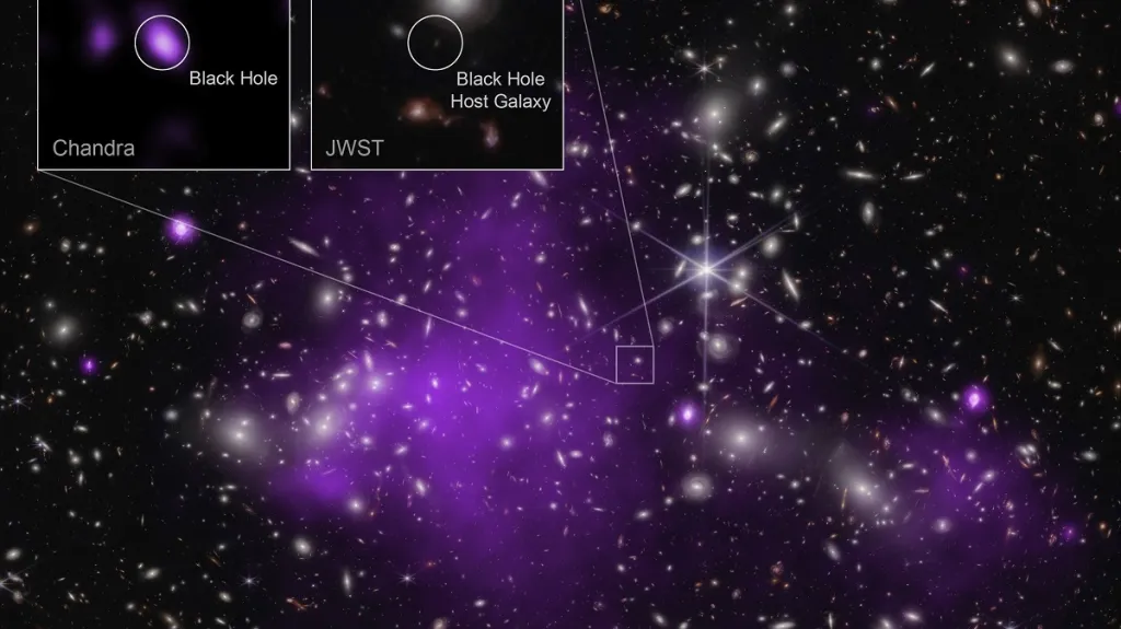 Nově objevená černá díra na snímcích ze dvou teleskopů