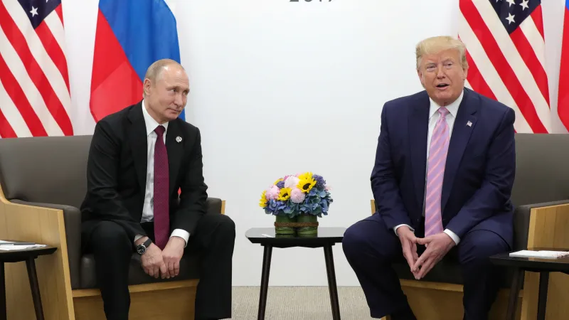 Setkání Donalda Trumpa a Vladimira Putina v japonské Ósace při příležitosti summitu skupiny G20 28. 6. 2019