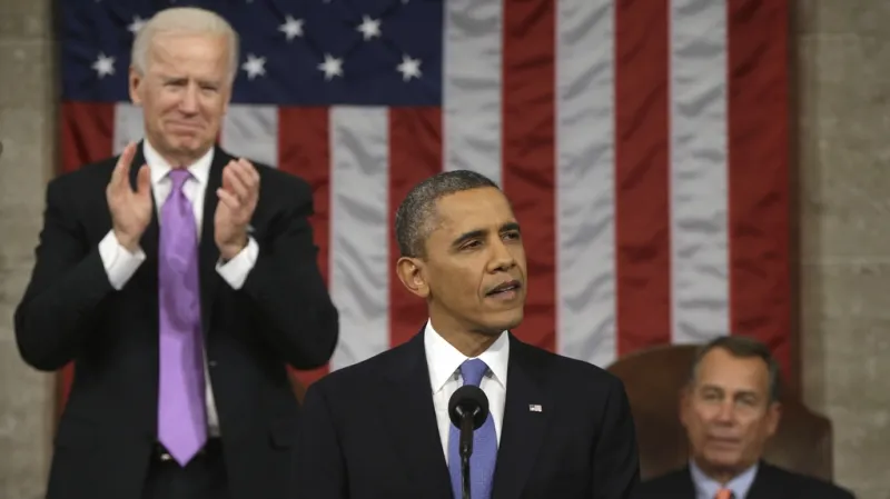 Obama během projevu o stavu unie