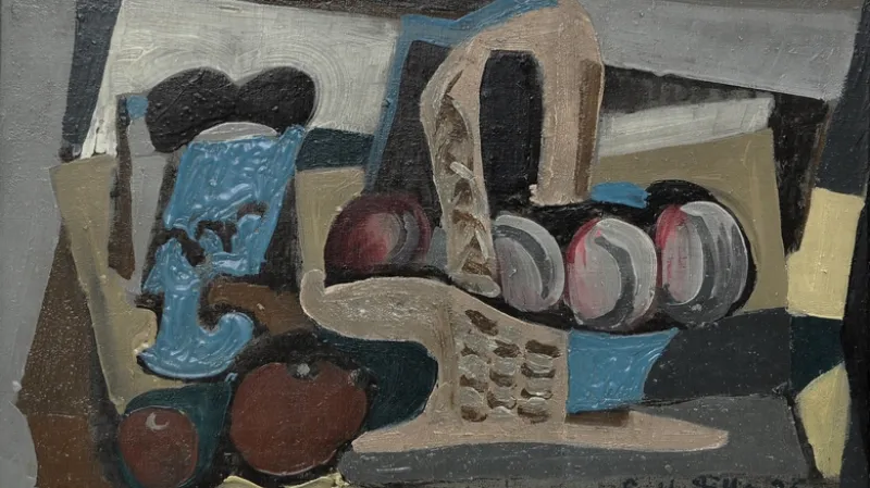 Emil Filla - Zátiší s košíkem a pohárem