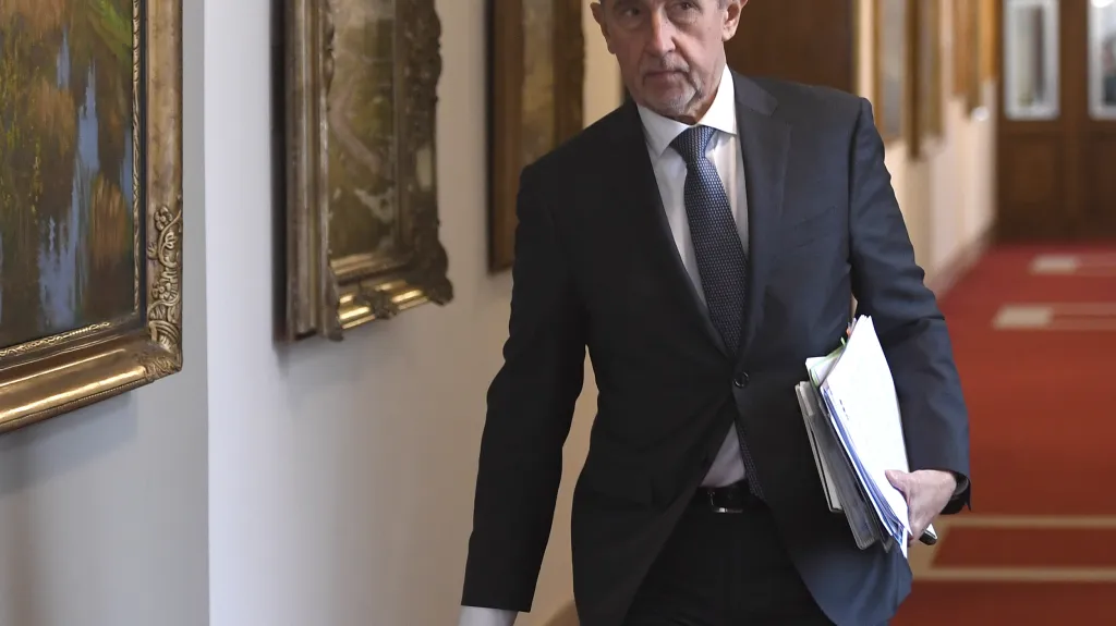 Premiér Andrej Babiš (ANO) přichází na schůzi vlády