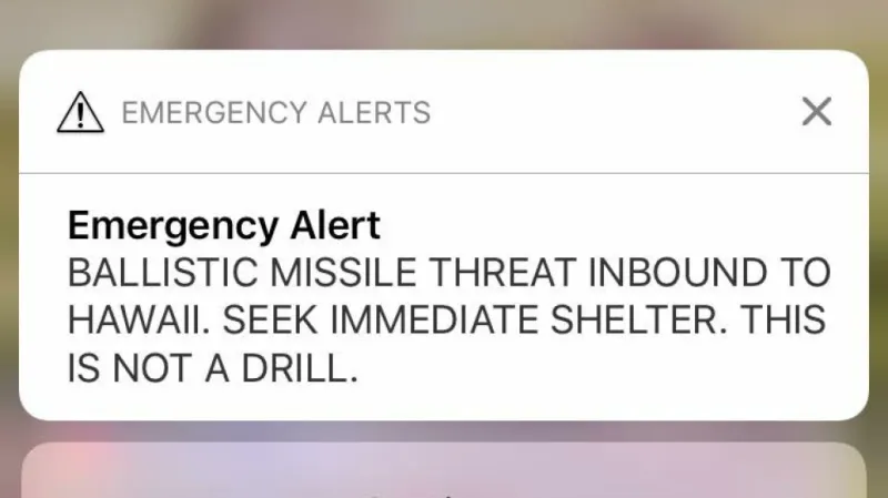 Zpráva, která varovala obyvatele Havaje před útokem rakety