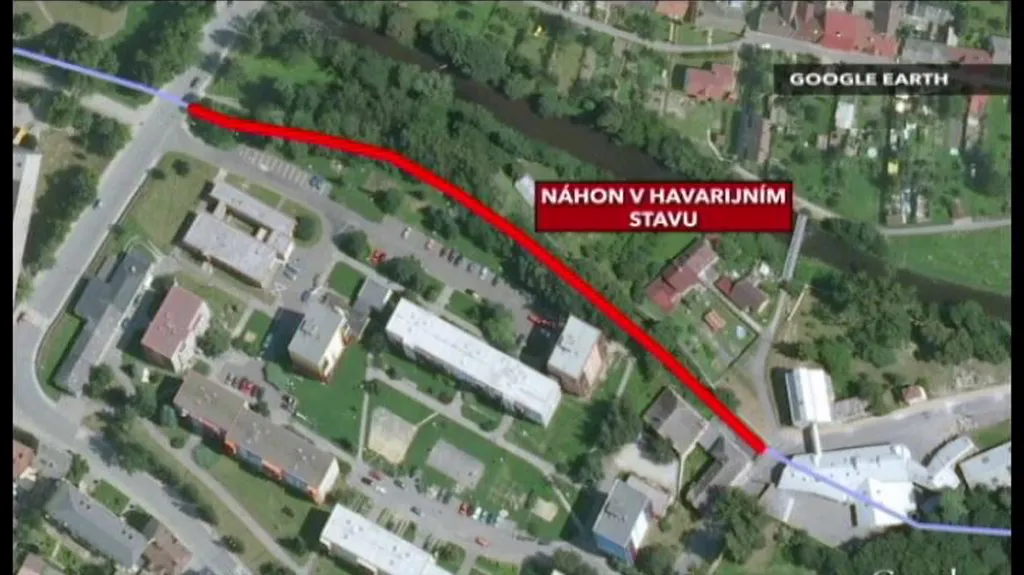 Místo poničeného náhonu