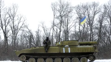 Ukrajinská armádní hlídka mezi Debalceve a Artemivskem