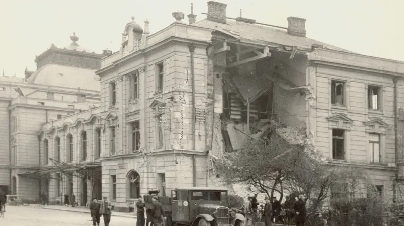 Českobudějovické nádraží v roce 1945