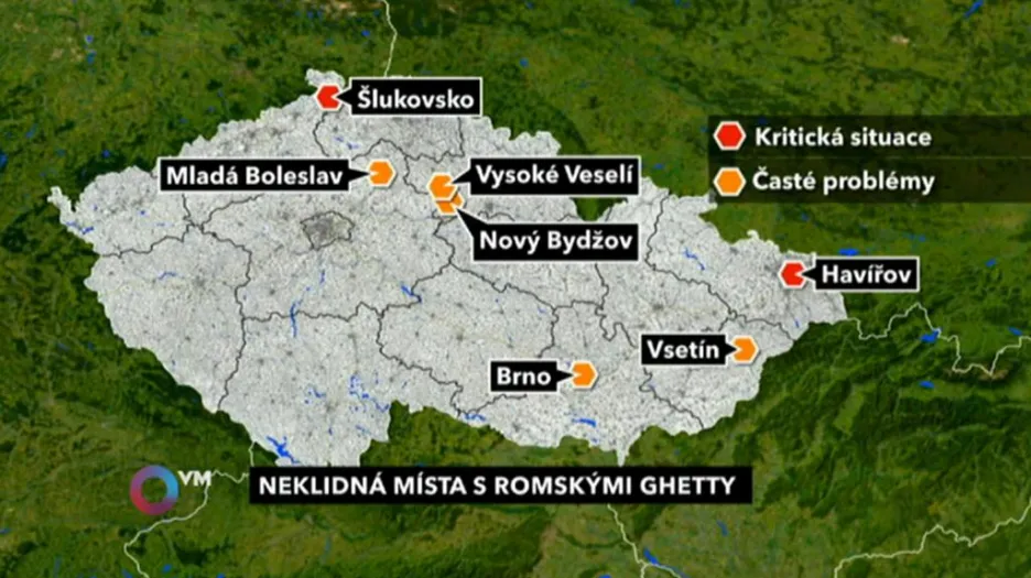 Neklidná místa s romskými ghetty