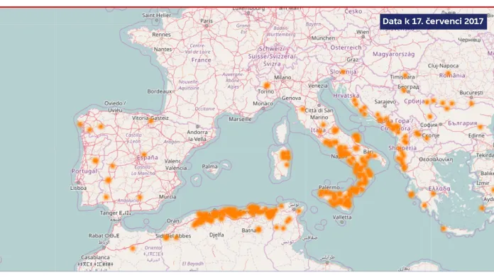 Požáry v Evropě (k datu 17. července 2017)