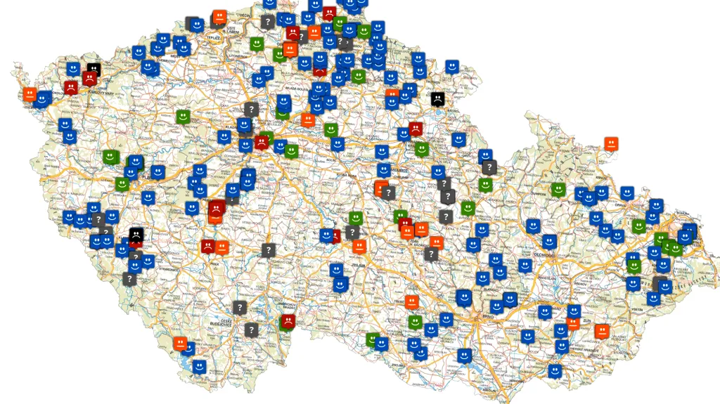 Mapa koupání v ČR