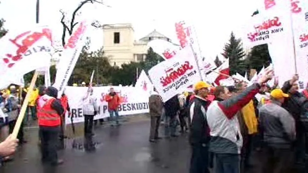 Demonstrace polských odborářů