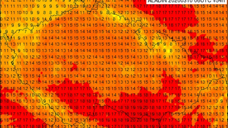 Předpověď teplot na čtvrtek