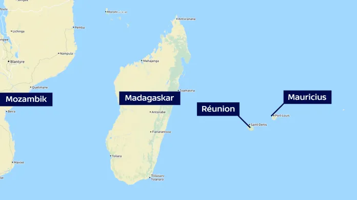 Madagaskar, Réunion, Mauricius