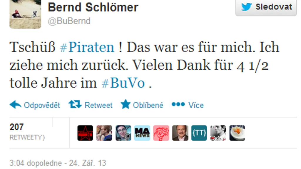 Oznámení Schlömerovy rezignace na Twitteru