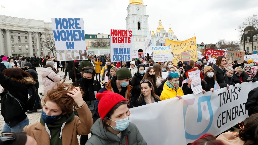 Demonstrace za ženská práva v Kyjevě