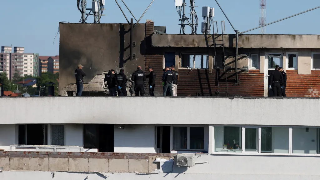 Místo zásahu domu v Rumunsku dronem