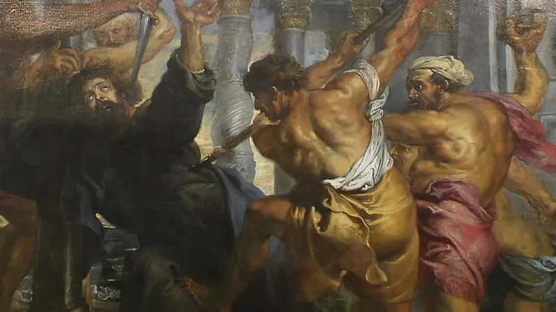 Výjev z obrazu Umučení sv. Tomáše