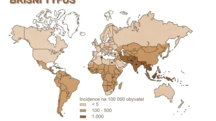 Mapa výskytu břišního tyfu