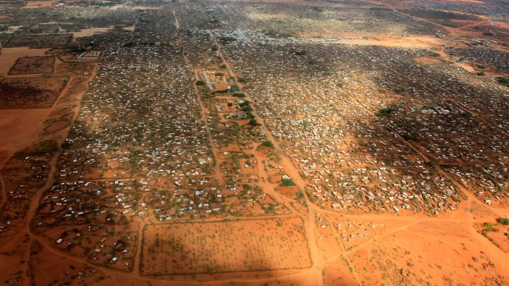 Letecký pohled na uprchlický tábor Dadaab