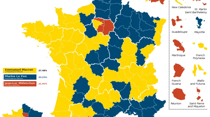 Vítězové v regionech v prvním kole prezidentských voleb ve Francii
