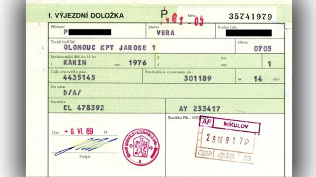 Výjezdní doložka 1989