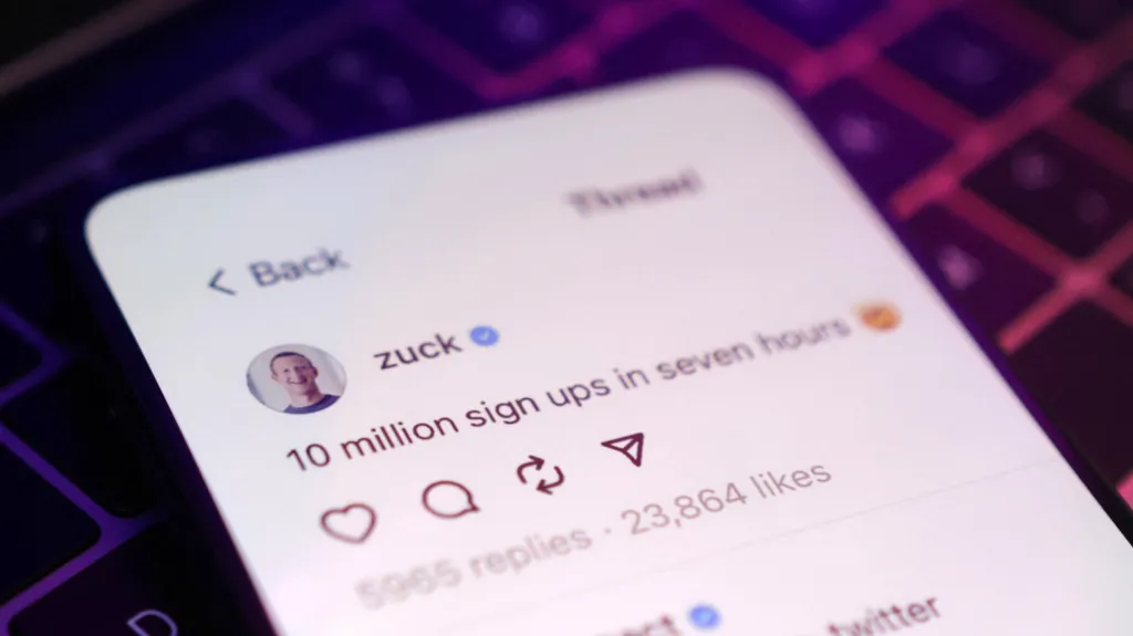 Příspěvek Marka Zuckerberga na sociální síti Threads