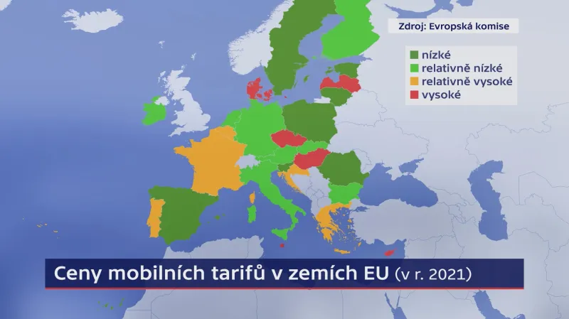 Ceny mobilních tarifů v EU (2021)