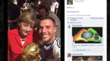 Selfie Lukase Podolského s Angelou Merkelovou