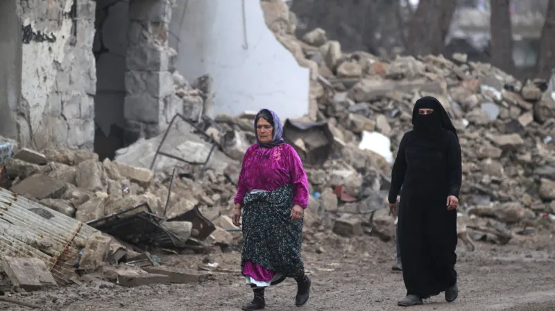 Následky bojů v provincii Aleppo