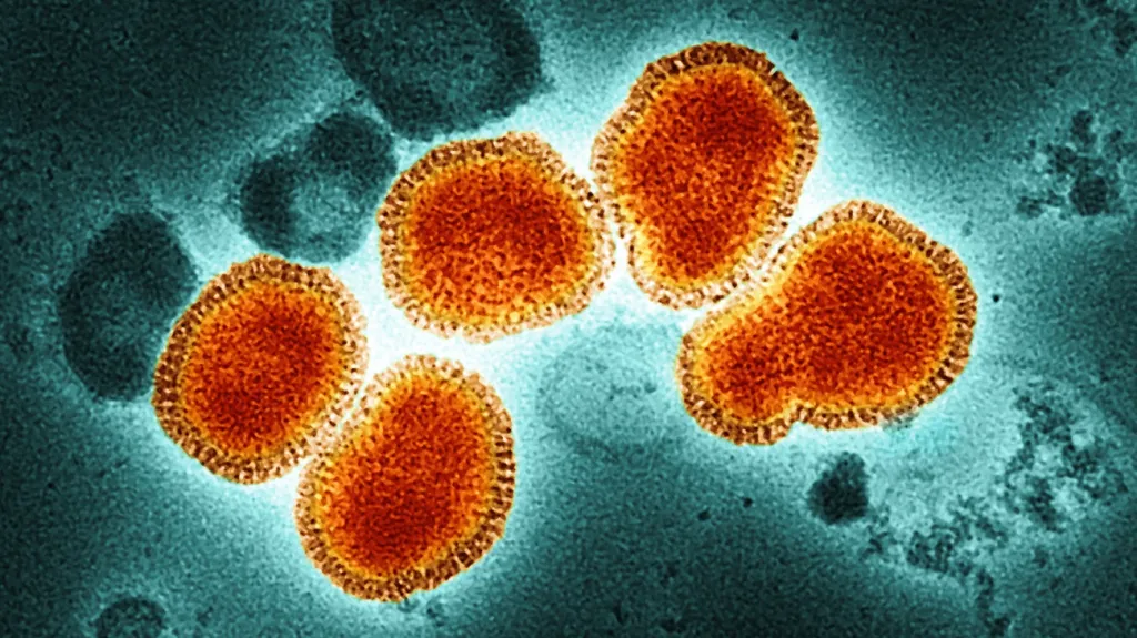 Chřipkový virus pod elektronovým mikroskopem