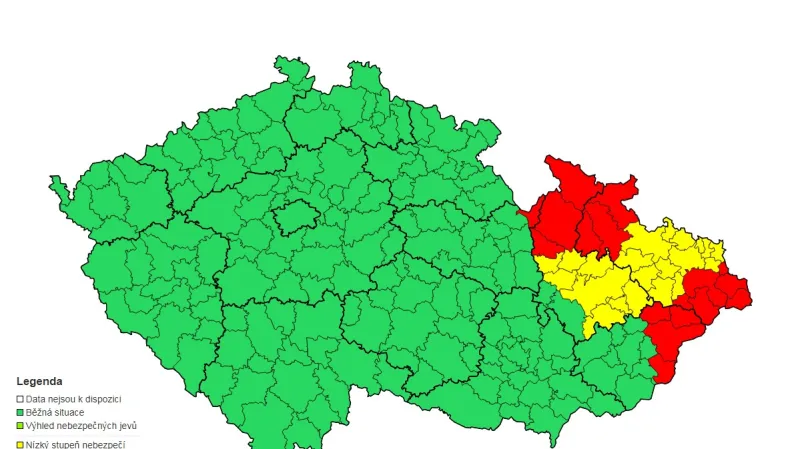 Výstraha ČHMÚ před silným deštěm