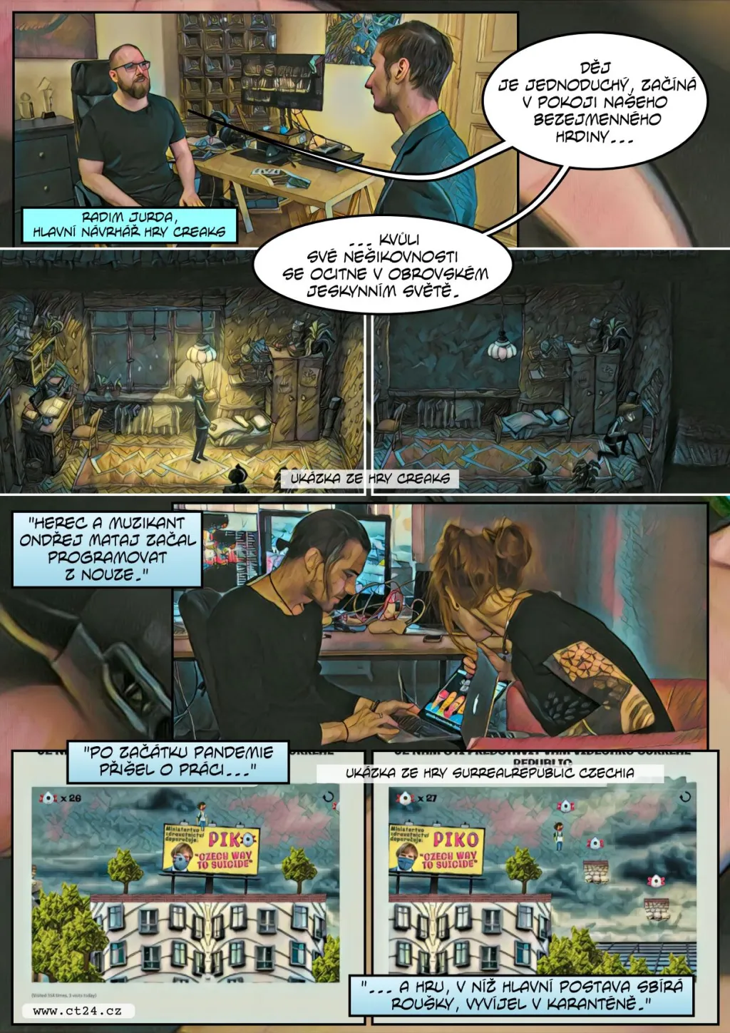 Stíny dětského pokoje v počítačové hře