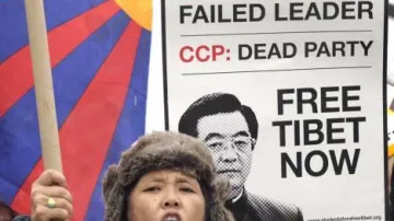 Washingtonský protest proti návštěvě Chu Ťin-tchaa