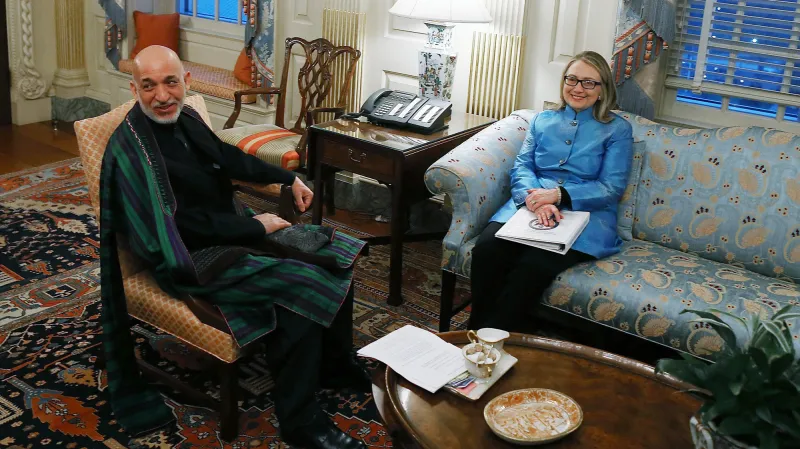 Hamíd Karzáí a Hillary Clintonová
