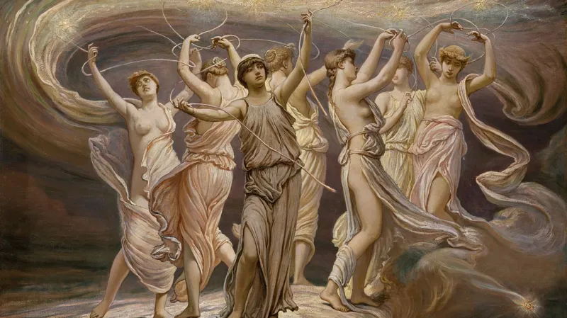 Zobrazení mytologických Plejád na obraze Elihua Veddera z roku 1885