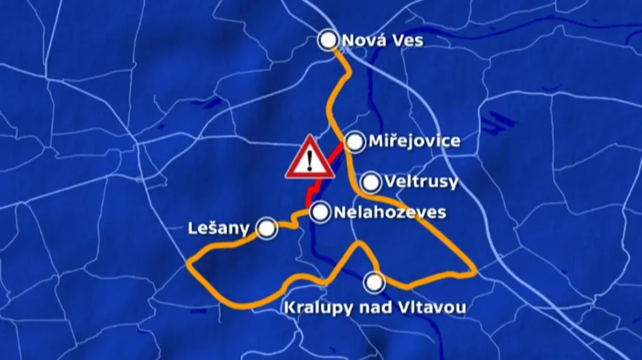 Objížďka přes Kralupy nad Vltavou