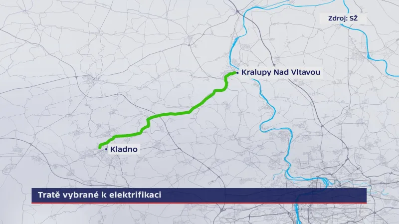Tratě vybrané k elektrifikaci