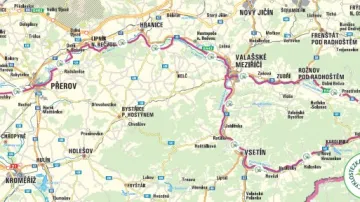 Mapa cyklostezky Bečva