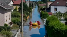 Snímek z dronu zachycuje povodňovou situaci v městské části Ostrava-Koblov