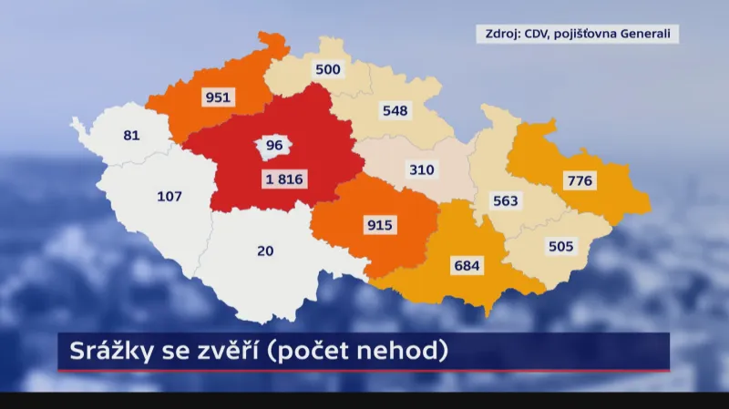 Statistiky nehod srážek aut se zvěří