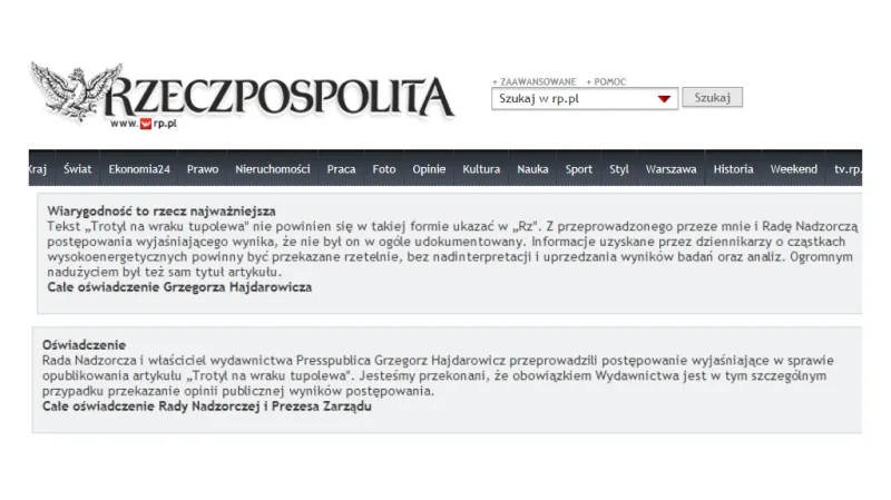 Rzeczpospolita přišla o vedení